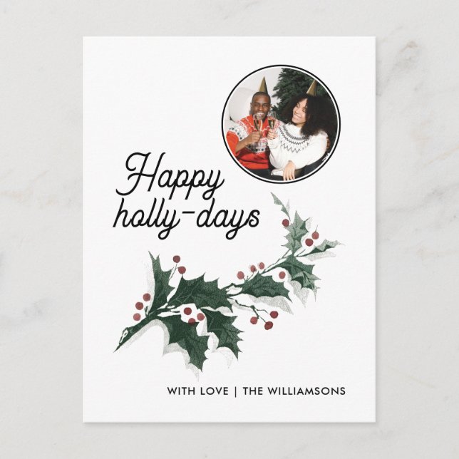 Happy Holly Days Familienurlaub Foto Postkarte (Vorderseite)