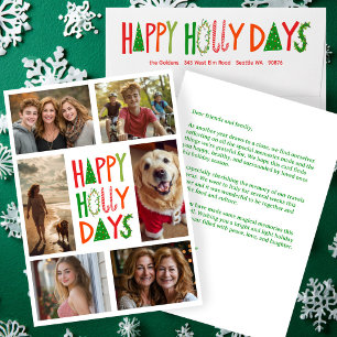 HAPPY HOLLY DAYS HandGezeichnet CUSTOM 6 FOTO Xmas Feiertagskarte