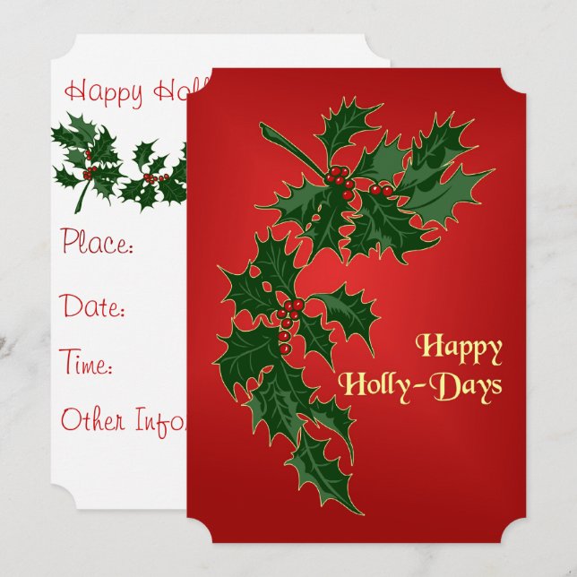 Happy Holly Days Party Einladung (Vorne/Hinten)
