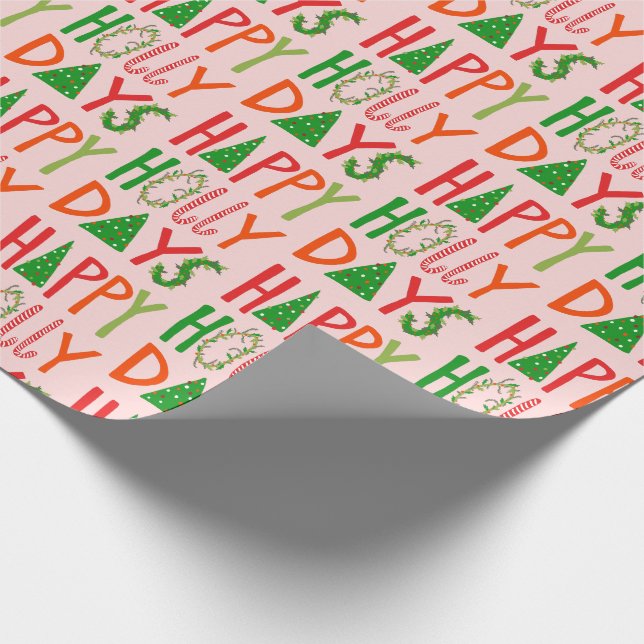HAPPY HOLLY DAYS Sweet Holiday Xmas Weihnachten Geschenkpapier (Ecke)