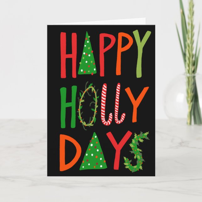 HAPPY HOLLY DAYS Sweet Holiday Xmas Weihnachten Karte (Vorderseite)
