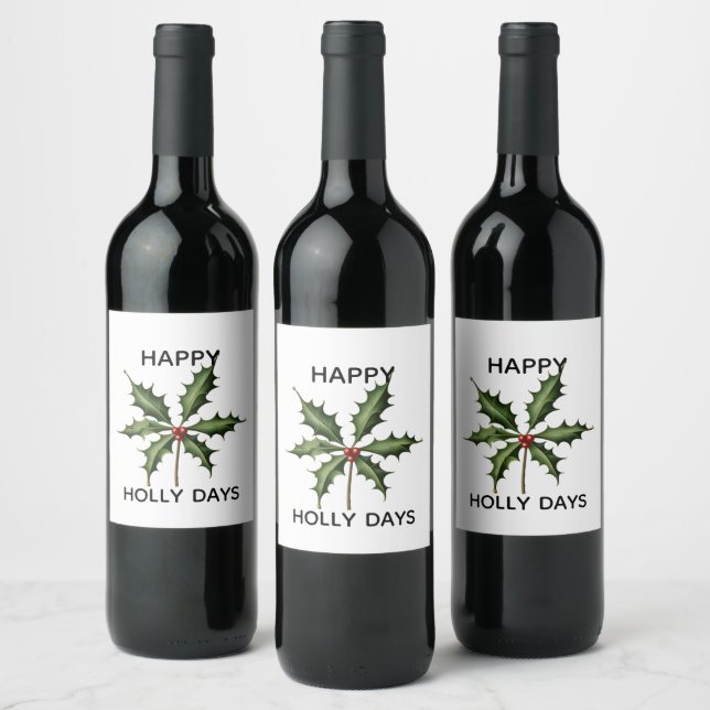 HAPPY HOLLY DAYS WEINETIKETT (Flaschen)