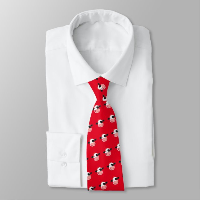 Happy Holstein Kuh trägt eine Weihnachtsferien-Wei Krawatte (Gebunden)