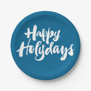 Happy Holy Days Urlaub Holydays Blue Letting Pappteller