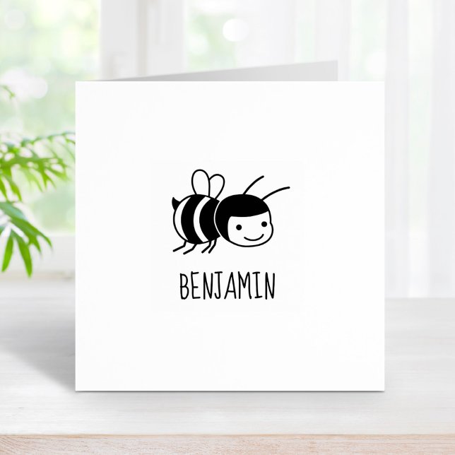 Happy Honey Bee Individuelle Name 1x1 Gummistempel (Von Creator hochgeladen)