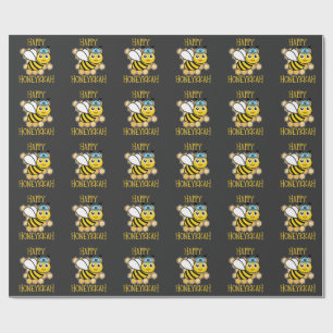 Happy Honeykah Honey Bee Hanukkah Jewish Geschenkpapier
