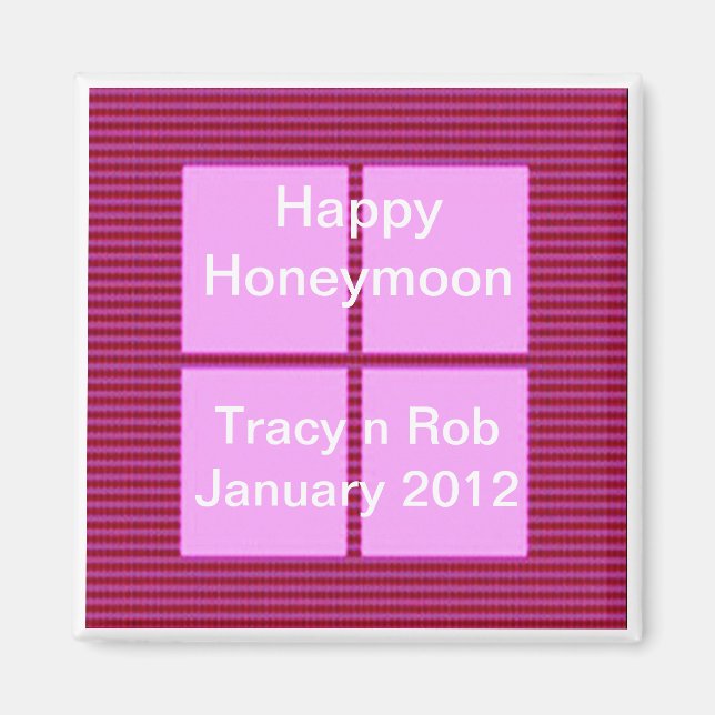 Happy Honeymoon - Pink Square Memory Bank Magnet (Vorne)