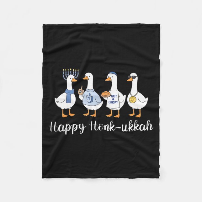 Happy Honk-ukkah Hanukkah Silly Goose Women Men Ki Fleecedecke (Vorderseite)