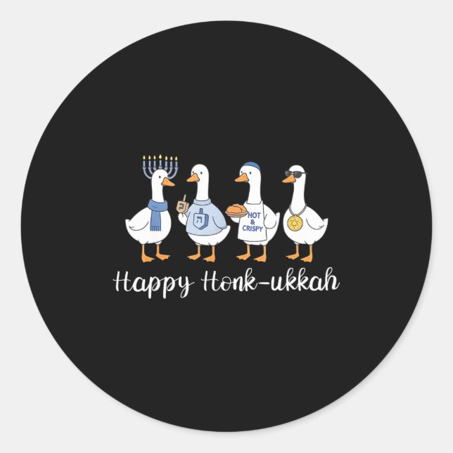 Happy Honk-ukkah Hanukkah Silly Goose Women Men Ki Runder Aufkleber (Vorderseite)