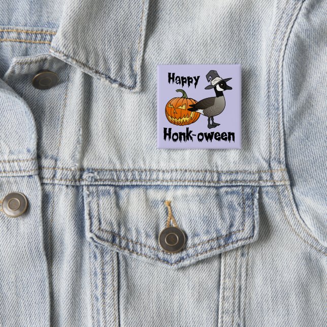 Happy Honk-ween Funny Canada Goose Halloween Button (Beispiel)