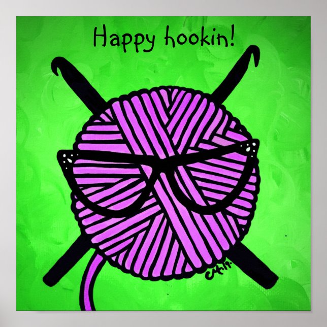 Happy Hookin' Häkelposter Poster (Vorne)