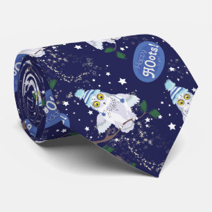 Happy Hoots Snowy Owl mit Hat gemustert Neck Tie Krawatte
