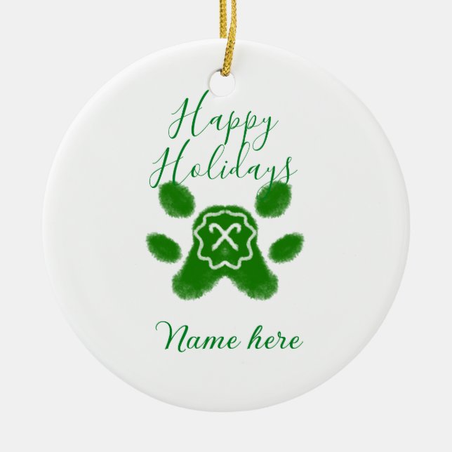 Happy Hop Hund Pfoten Candy Stock Tier Keramik Ornament (Vorne)
