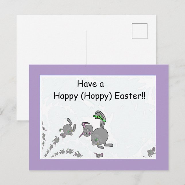 Happy (Hoppy) Osterpostkarte Postkarte (Vorne/Hinten)
