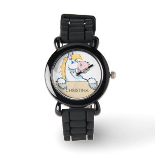 Happy Horse mit individuelle Name auf Schild Armbanduhr