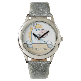 Happy Horse mit individuelle Name auf Schild Armbanduhr