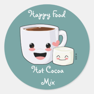 Happy Hot Chocolate and Marshmallows Label Runder Aufkleber