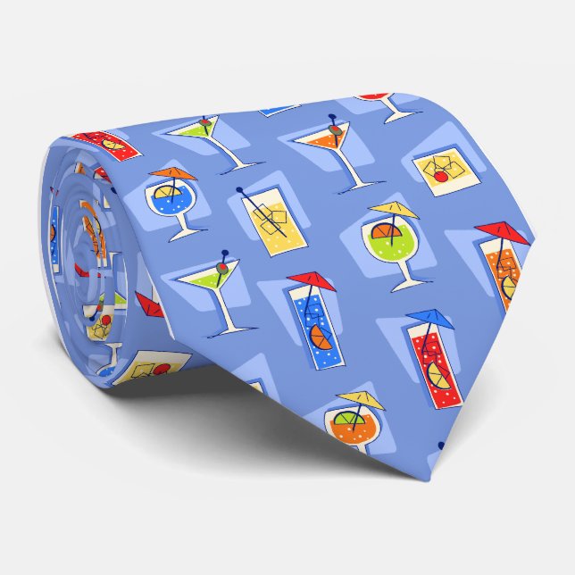 Happy Hour 50ties Cocktail Sky Blue Krawatte (Gerollt)