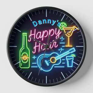 Happy Hour Bar Clock Neon Beer Individuelle Name M Uhr