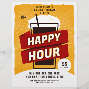 Happy Hour Drink Bier Ad Bar Flyer