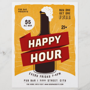 Happy Hour Drink Bier Ad Bar Flyer