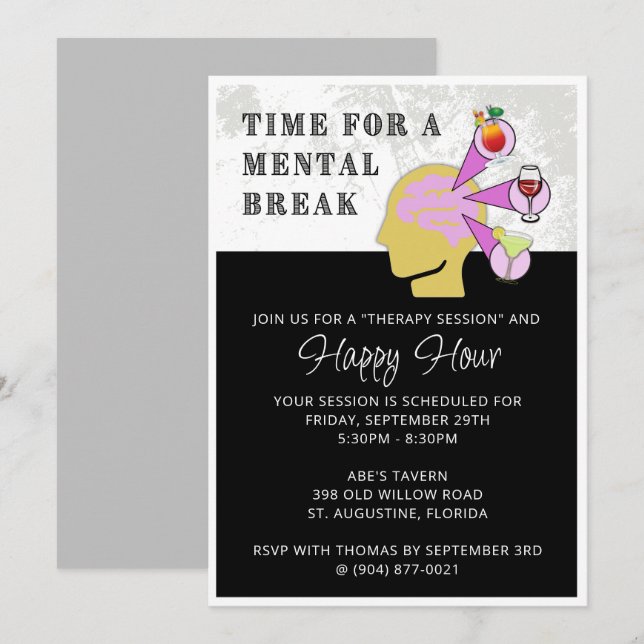 Happy Hour Einladung | Mental Break (Vorne/Hinten)