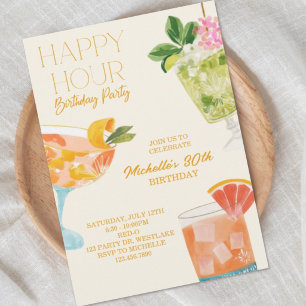 Happy Hour Geburtstag, Cocktail, Aquarell-Cocktail