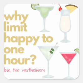 Happy Hour Geschenksticker Quadratischer Aufkleber