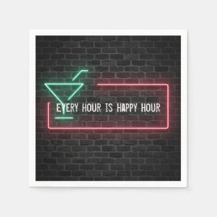Happy Hour glühendes Neonzeichen Serviette