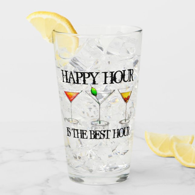 Happy Hour ist der beste Stunden-Drink-Cocktail Glas (Vorderseite Ice)