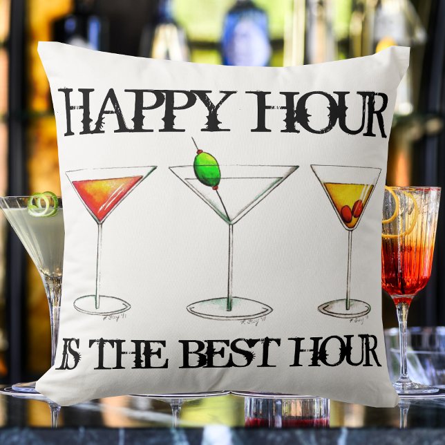 Happy Hour ist der beste Stunden-Drink-Cocktail Kissen (Cocktail Pillow)