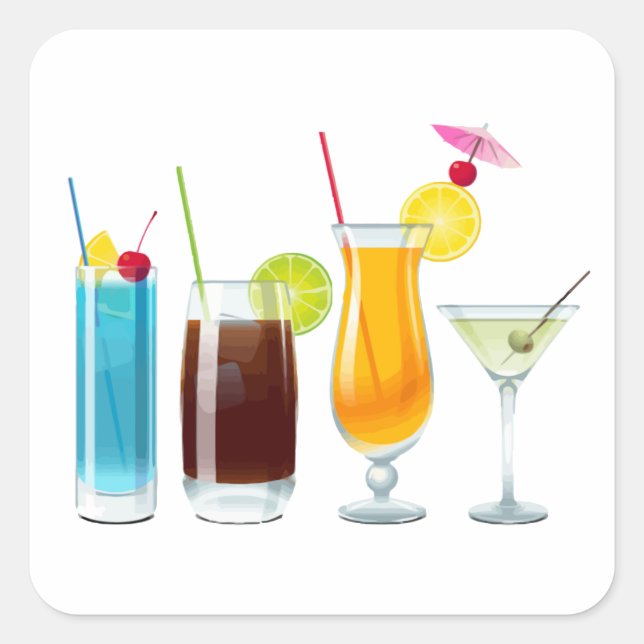 Happy Hour Quadratischer Aufkleber (Vorderseite)