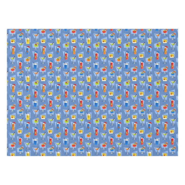 Happy Hour Retro Hawaiian Tropical Drinks Tischdecke (Vorderseite (Horizontal))