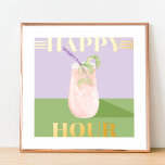 Happy Hour Retro Pink Cocktail Watercolor Foliendrucke<br><div class="desc">Fun Cocktail Thema Retro-Stil Folie Art Print,  um einen stilvollen Look in Ihre Wohngestaltung. Der kunstdruckende Cocktail in Aquarellfarbe mit Limoner und Lavendelkunst in Retro-Design. Goldfolien Typografie und Details sorgen für einen lustigen Look. Kunstwerk und Design von Moodthology Papery</div>