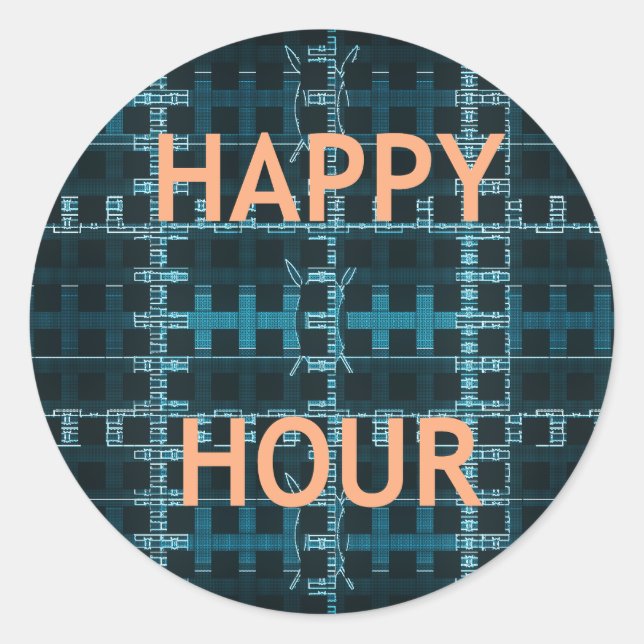 Happy Hour Runder Aufkleber (Vorderseite)