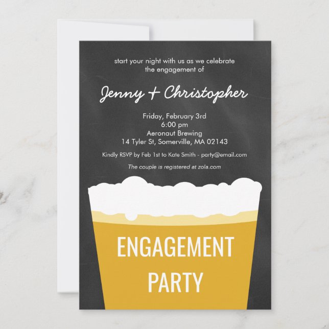 Happy Hour Shower Bier Engagement Invitation (Devant)