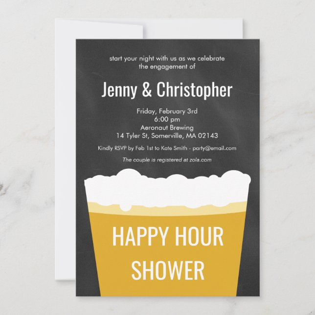 Happy Hour Shower Bier Verlobung Einladung (Vorderseite)