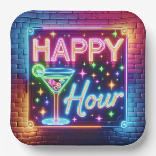 Happy Hour Sign On Rainbow Brick Pappteller