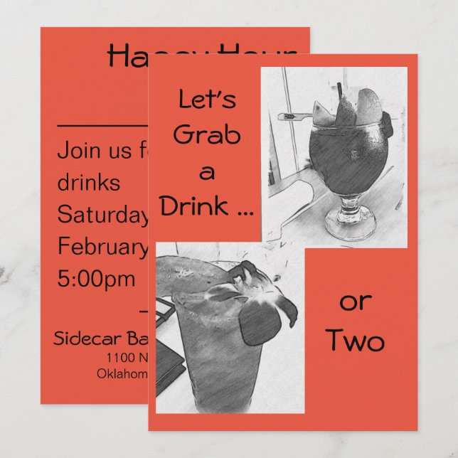 Happy Hour Social Drink Invitation (Devant / Derrière)