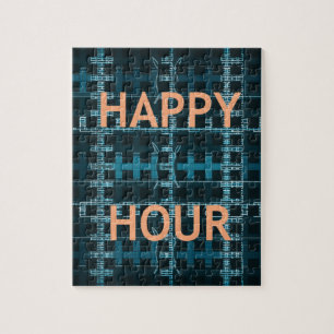Happy Hour Text Blau Vektor Kunst Druck