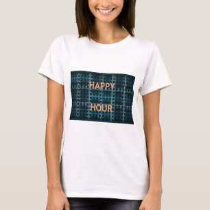 Happy Hour Text Blau Vektor Kunst Druck T-Shirt
