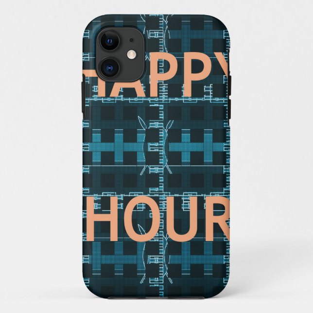 Happy Hour Text Blue Vector Art Print Case-Mate iPhone Hülle (Rückseite)