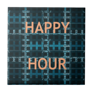 Happy Hour Text Blue Vector Art Print Fliese