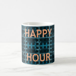 Happy Hour Text Blue Vector Art Print Kaffeetasse