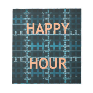 Happy Hour Text Blue Vector Art Print Notizblock