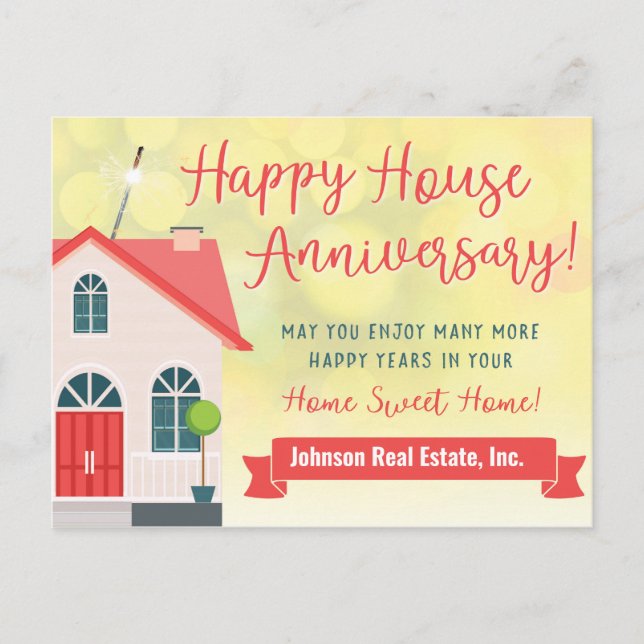 Happy House Jahrestag von Realtor Postkarte (Vorderseite)