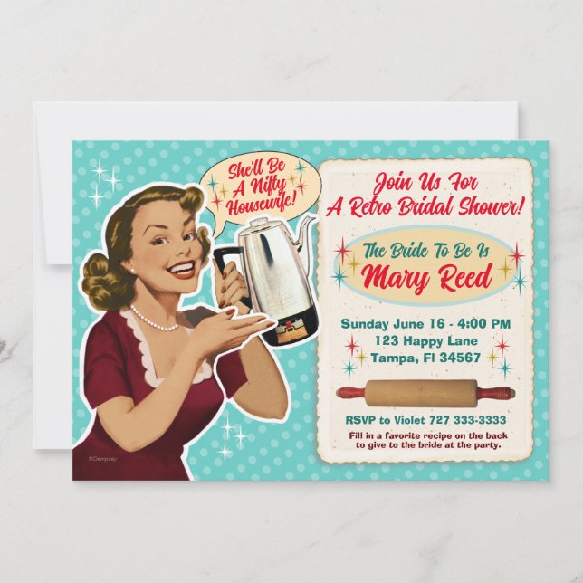 Happy Housefrau Brautparty Einladung + Rezept Kart (Vorderseite)