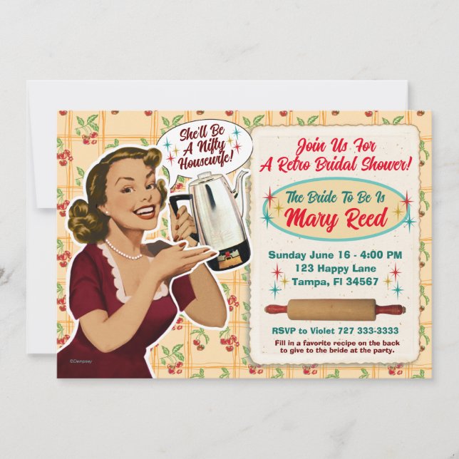 Happy Housefrau Brautparty Einladung/Rezept Karte  (Vorderseite)