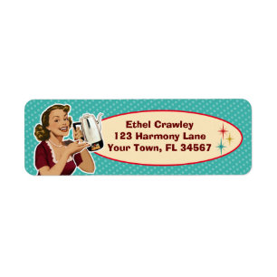 Happy Housefrau Rücksendeadressen-Aufklebers