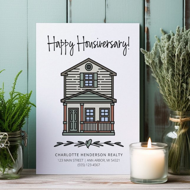 Happy Housiversary Client Zuhause Anniversary Karte (Happy Housiversary cards for real estate clients first year home anniversary.)